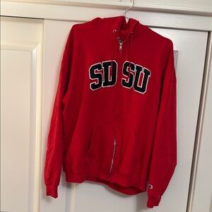 Champion Red SDSU Zip-Up Hoodie